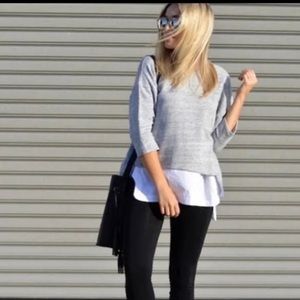 Athleta x Derek Lam Sweatshirt Gray Snaps Sweater Top Lounge Crop size Medium
